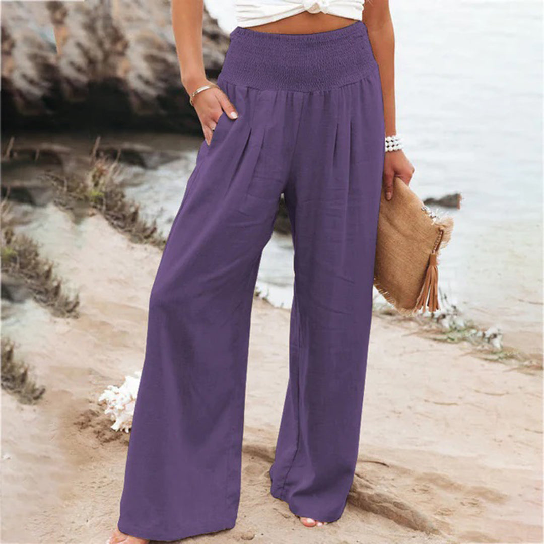 Women's Elasticated Wide-Leg Summer Trousers — Comfortable Casual Trousers for Warm Weather & Everyday Wear | Koossa