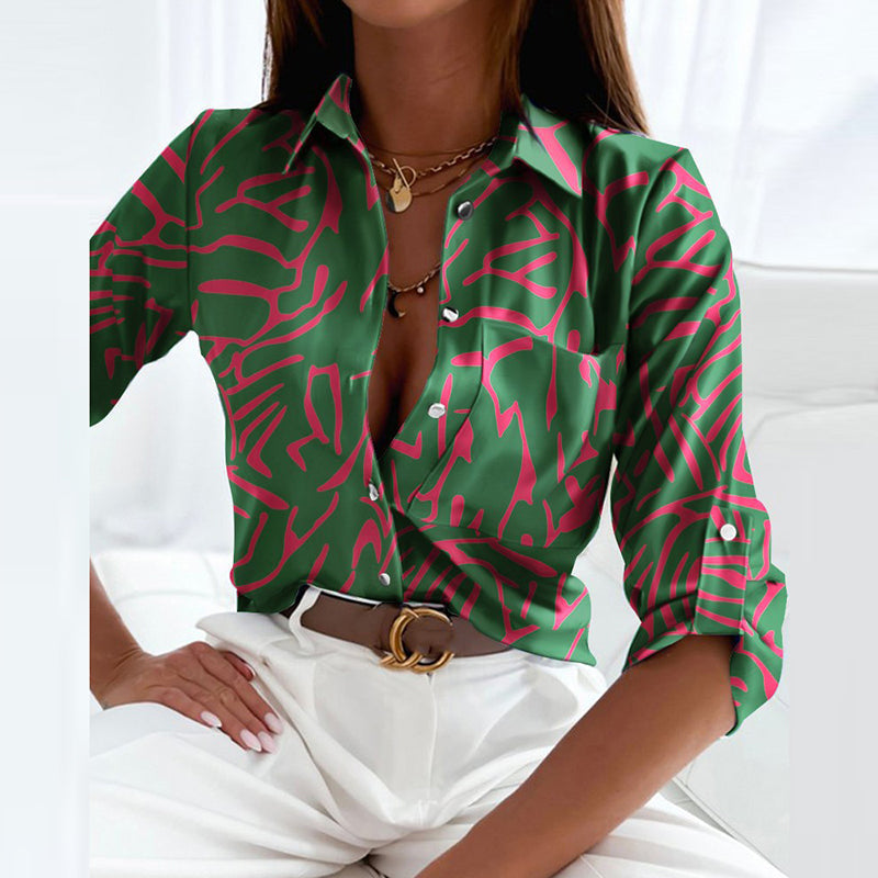 Women's Classic Collared Blouse in Vibrant Prints for Work and Leisure | Lightweight Printed Shirt with Timeless Collar Detail | Koossa
