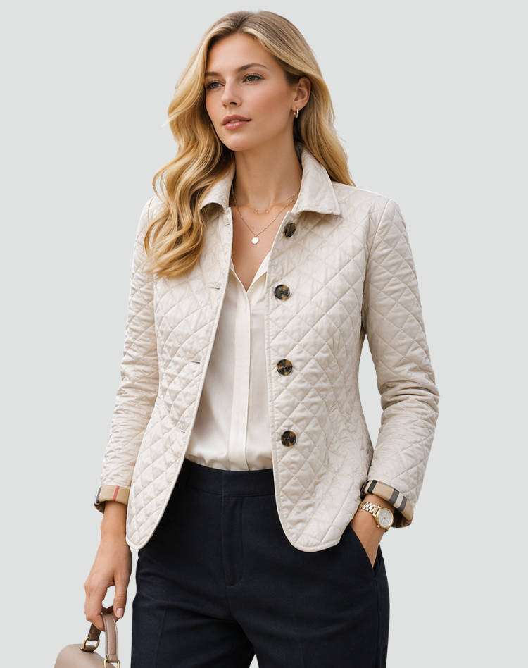Quilted Button-Front Jacket with Diamond Stitching for Men – Lightweight Padded Coat for Smart Casual Wear, Everyday Outerwear | Lonoma