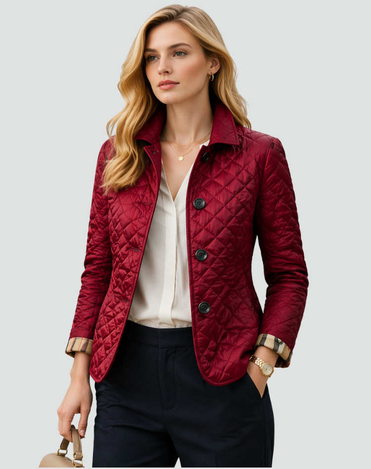 Quilted Button-Front Jacket with Diamond Stitching for Men – Lightweight Padded Coat for Smart Casual Wear, Everyday Outerwear | Lonoma