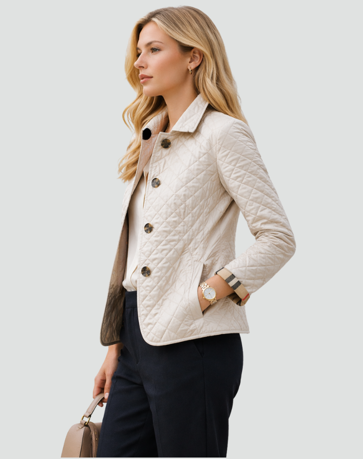 Quilted Button-Front Jacket with Diamond Stitching for Men – Lightweight Padded Coat for Smart Casual Wear, Everyday Outerwear | Lonoma