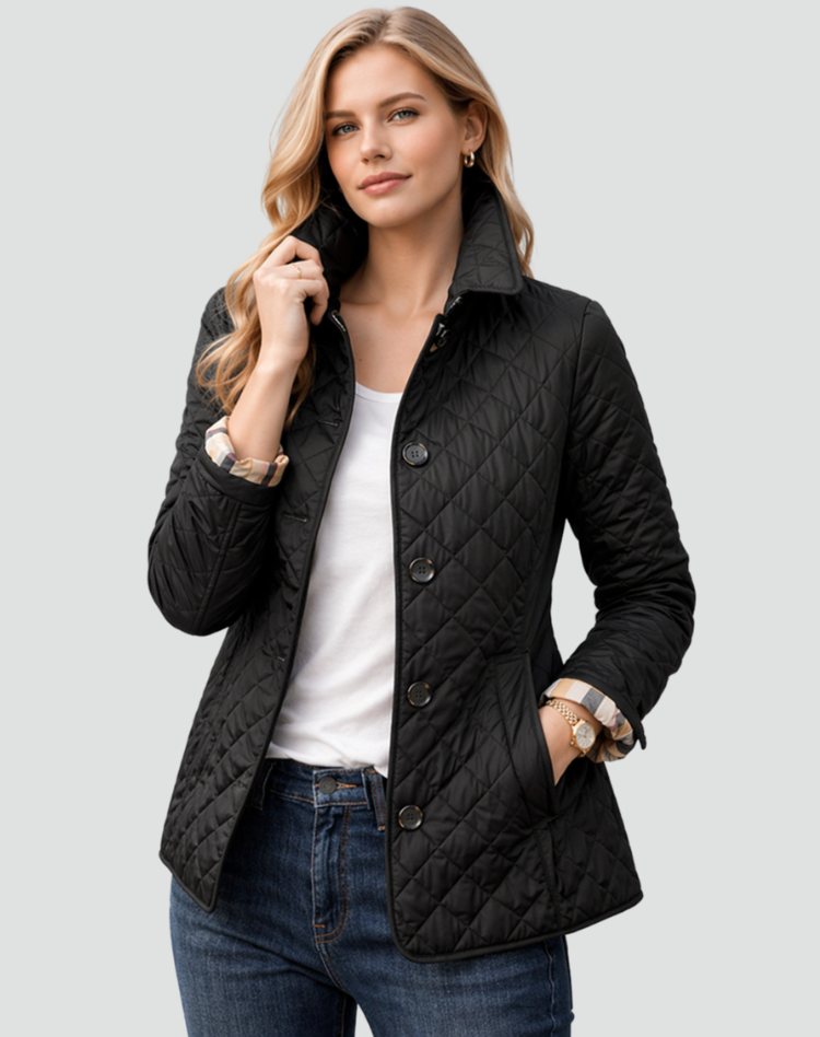 Quilted Button-Front Jacket with Diamond Stitching for Men – Lightweight Padded Coat for Smart Casual Wear, Everyday Outerwear | Lonoma