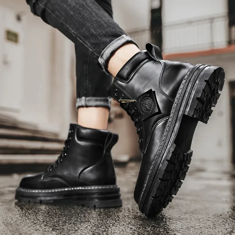 Men's Waterproof Lace-Up Boots — Comfortable All-Weather Ankle Boots with Cushioned Insole & Non-Slip Grip | Koossa