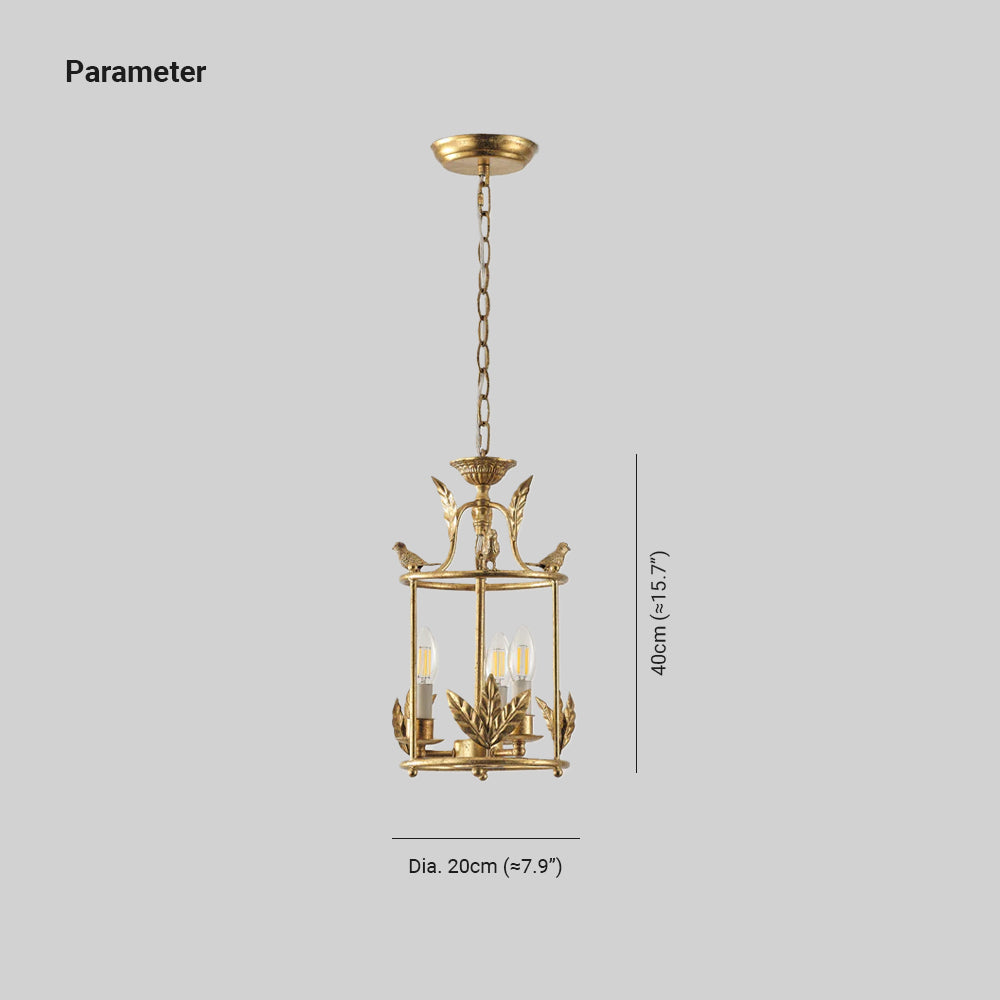 Metal Lantern Pendant Light 10 in Bird Motif Hanging Fixture, Vintage Chain Ceiling Light for Dining Room, Entryway, Hallway, Kitchen Island | Lonoma