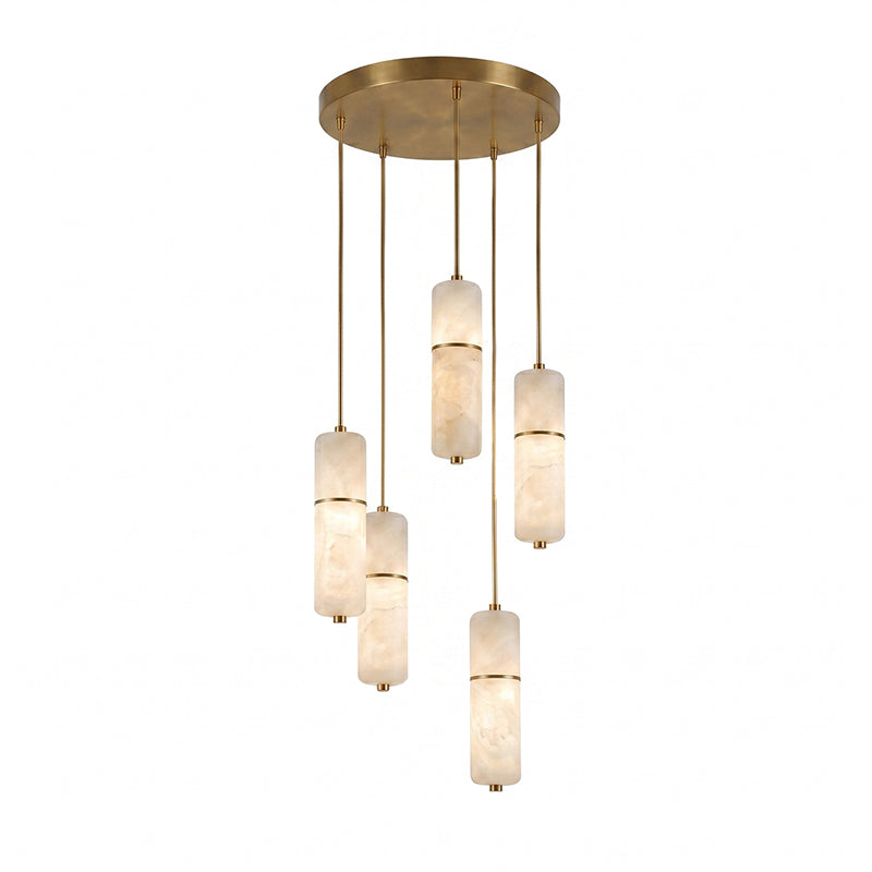 LED Alabaster Pendant Light Brass Finish Adjustable Wire Multi-Light Chandelier for Dining Room Kitchen Island Stairwell | Lonoma
