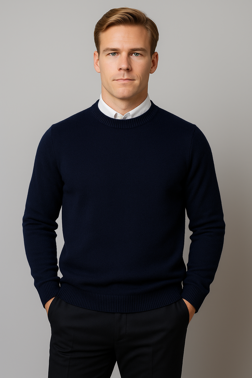 Men's Knit Pullover Sweater with Classic Crew Neckline for Fall and Winter | Versatile Long-Sleeve Top for Office and Weekend Wear | Lonoma