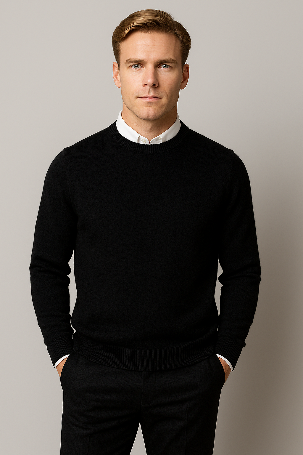 Men's Knit Pullover Sweater with Classic Crew Neckline for Fall and Winter | Versatile Long-Sleeve Top for Office and Weekend Wear | Lonoma