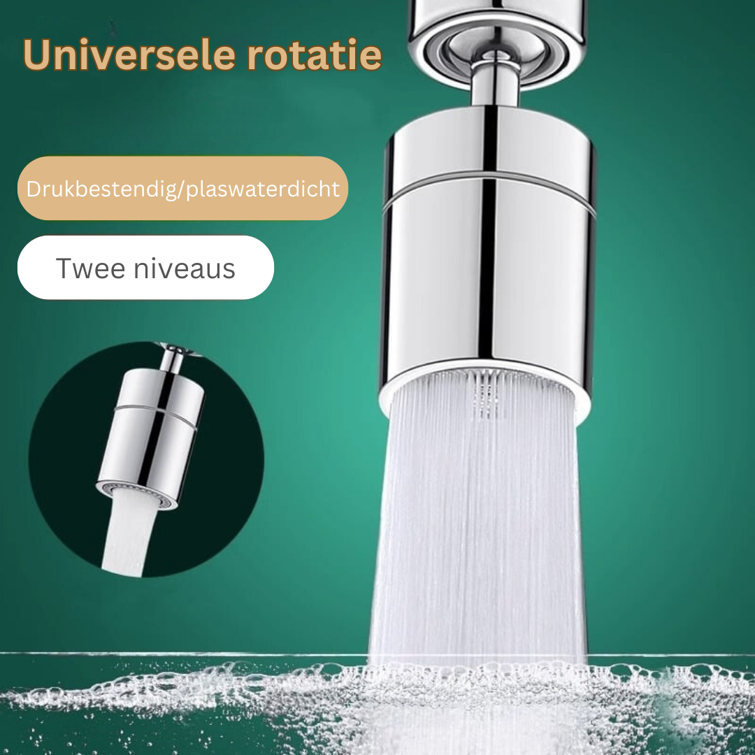 Bec Pivotant 720° pour Robinet Cuisine et Bain – Aérateur Anti-Éclaboussures Double Jet Orientable Universel | Koossa