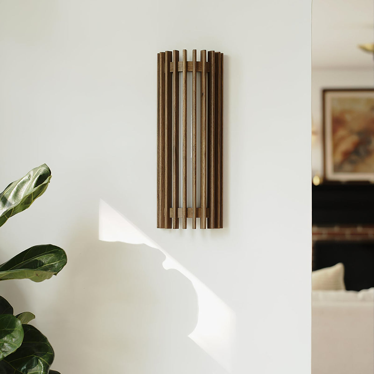 Hardwired Wall Sconce 14 in Walnut Wood Grain with Frosted Acrylic Shade, 10W LED Bedside, Hallway & Living Room Wall Light | Lonoma