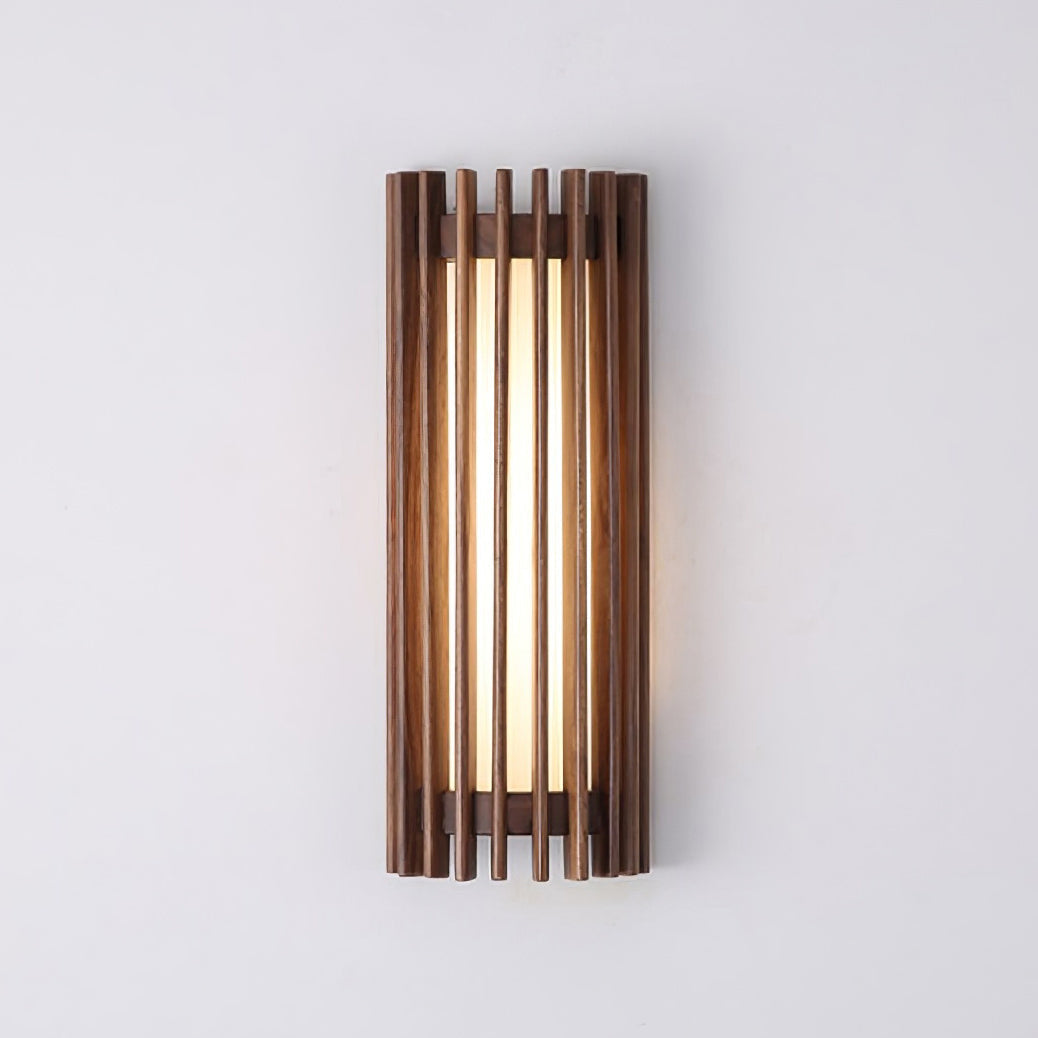 Hardwired Wall Sconce 14 in Walnut Wood Grain with Frosted Acrylic Shade, 10W LED Bedside, Hallway & Living Room Wall Light | Lonoma
