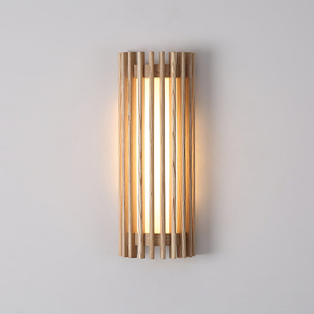 Hardwired Wall Sconce 14 in Walnut Wood Grain with Frosted Acrylic Shade, 10W LED Bedside, Hallway & Living Room Wall Light | Lonoma