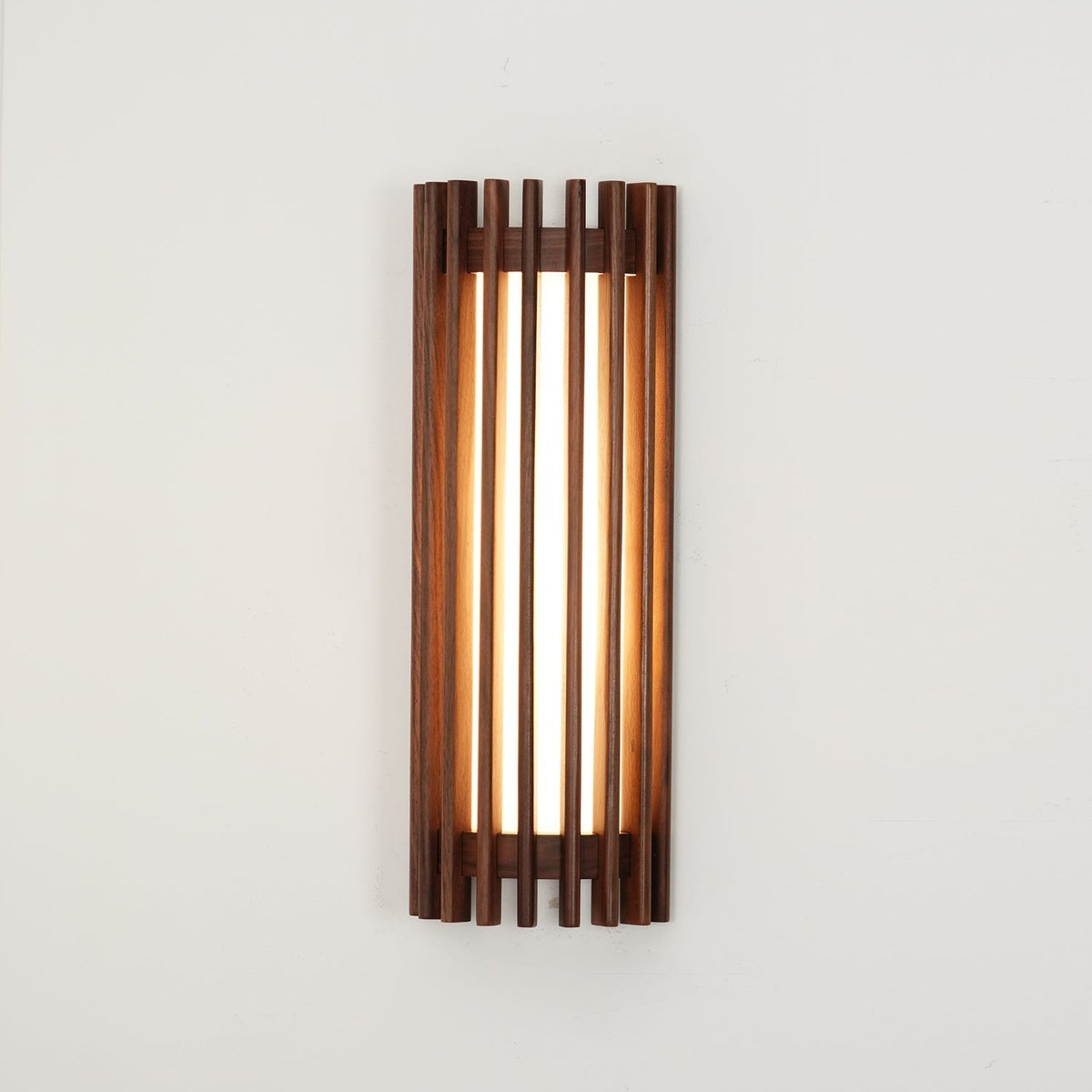 Hardwired Wall Sconce 14 in Walnut Wood Grain with Frosted Acrylic Shade, 10W LED Bedside, Hallway & Living Room Wall Light | Lonoma