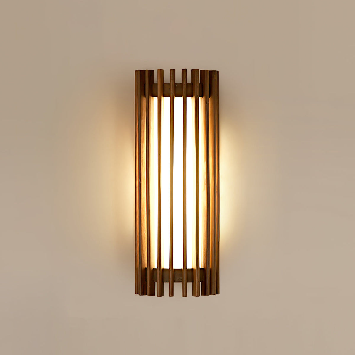 Hardwired Wall Sconce 14 in Walnut Wood Grain with Frosted Acrylic Shade, 10W LED Bedside, Hallway & Living Room Wall Light | Lonoma