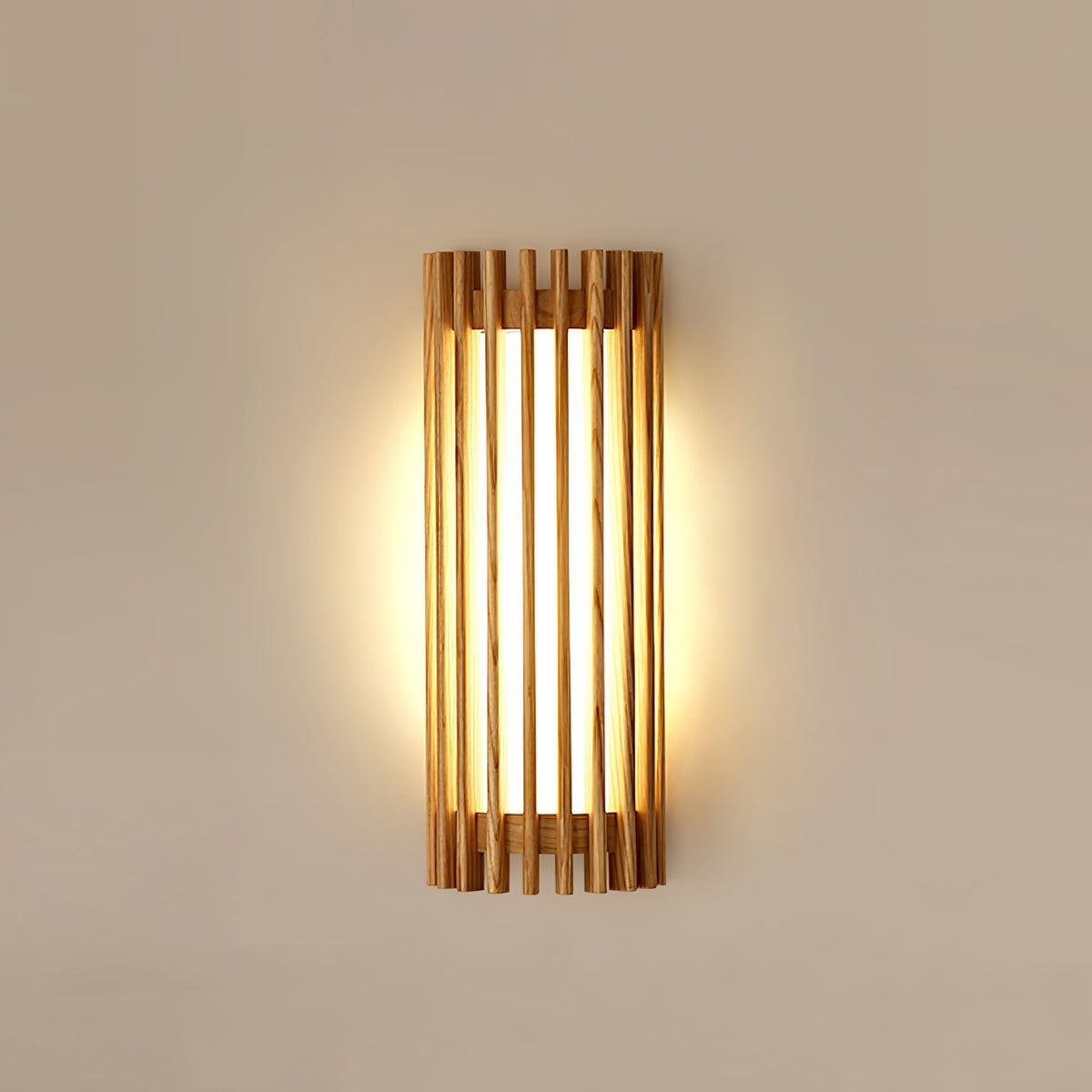 Hardwired Wall Sconce 14 in Walnut Wood Grain with Frosted Acrylic Shade, 10W LED Bedside, Hallway & Living Room Wall Light | Lonoma