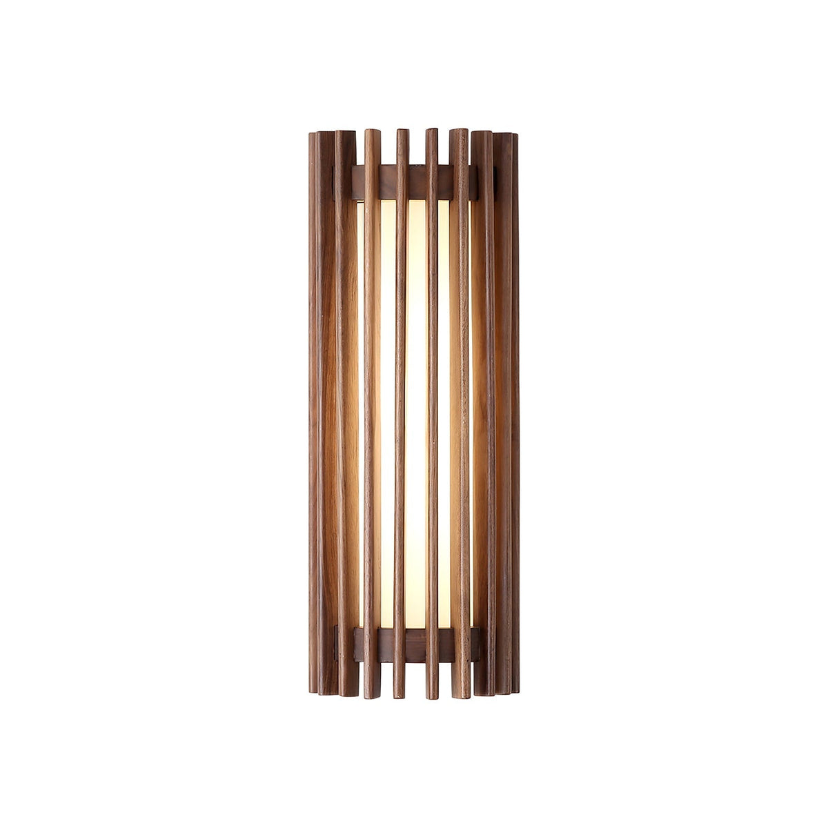 Hardwired Wall Sconce 14 in Walnut Wood Grain with Frosted Acrylic Shade, 10W LED Bedside, Hallway & Living Room Wall Light | Lonoma