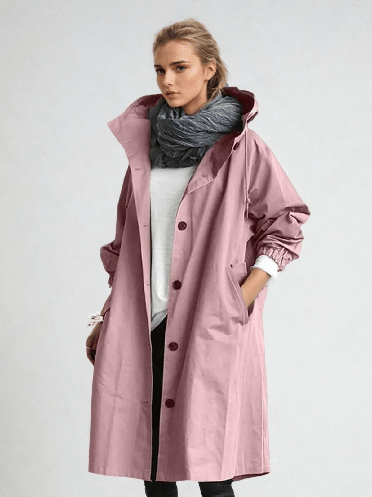 Women's Oversized Trench Coat Long Sleeve Belted Jacket for Spring Fall Casual Everyday Outdoor Layer | Lonoma