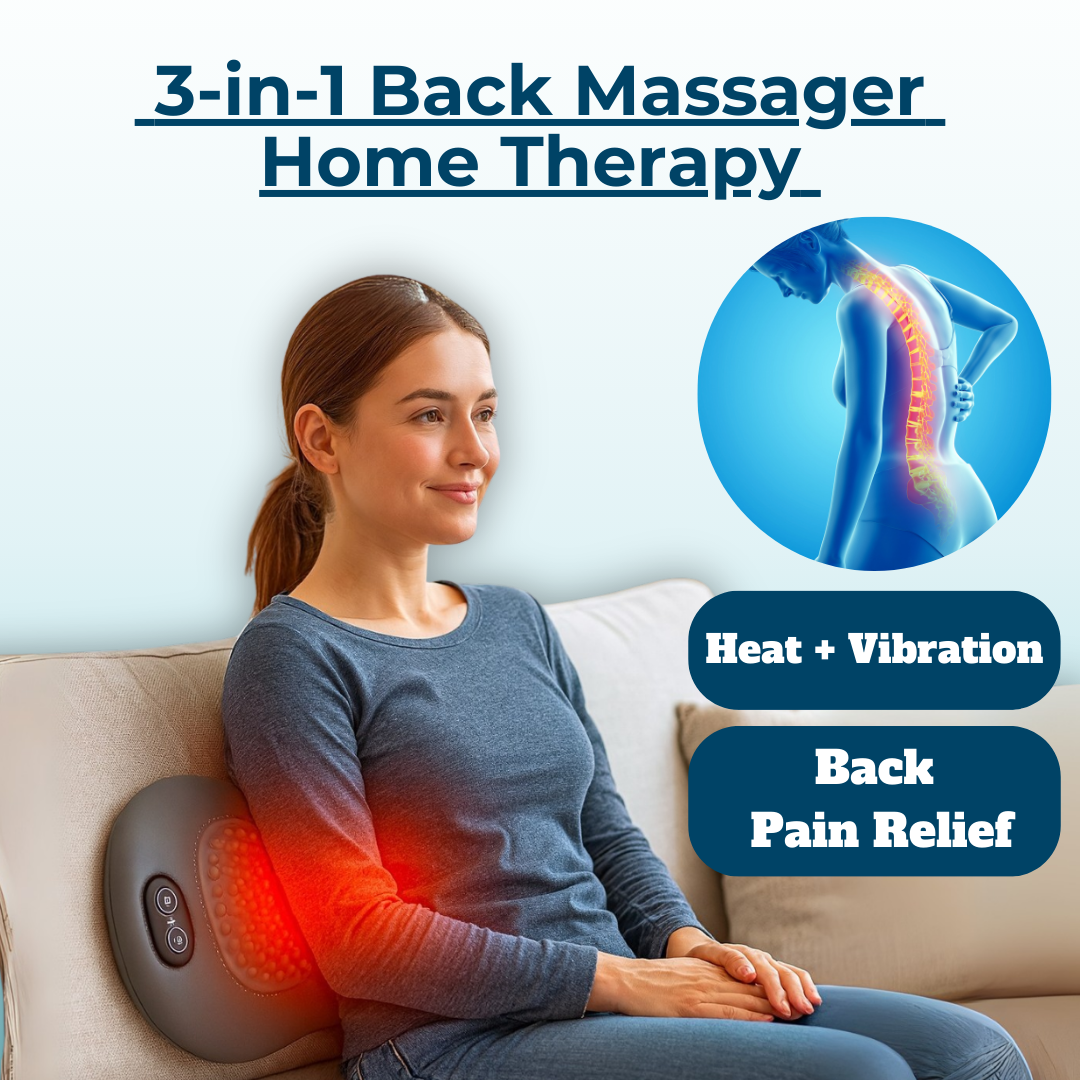 Lower Back Massager with Heat and Vibration, Cordless Rechargeable Lumbar Support Massage Device for Home, Office, Couch & Travel | Lonoma