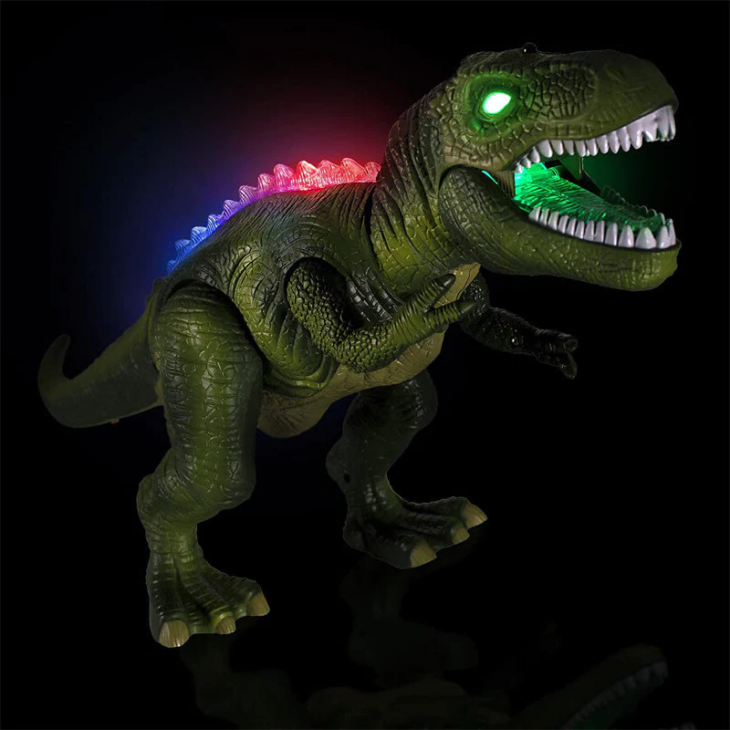 Walking T-Rex Dinosaur Toy with LED Light-Up Eyes & Roar Sounds, 18 in Rechargeable Electric Dino Figure for Kids, Brown or Green | Lonoma