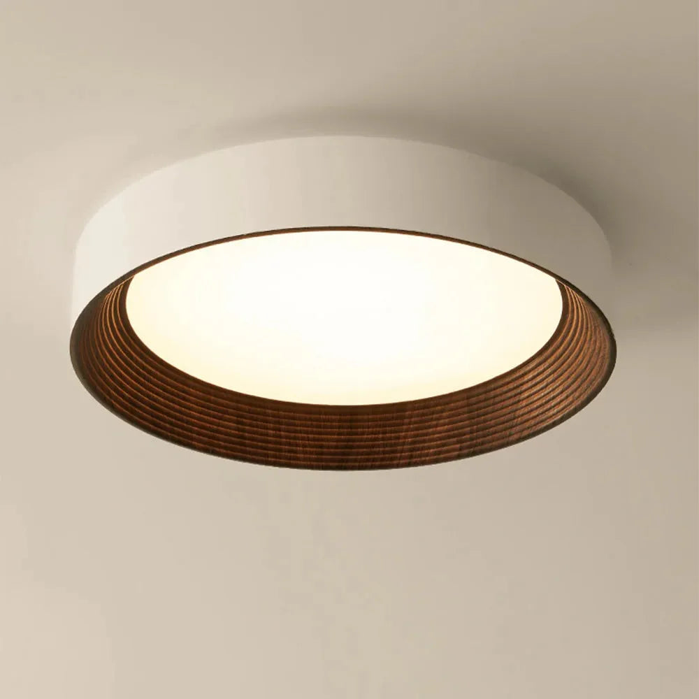 Plafonnier Rond Scandinave Bois et LED Intégrée – Lumière Douce Blanc Chaud – Esprit Nordic pour Chambre Hall | Koossa