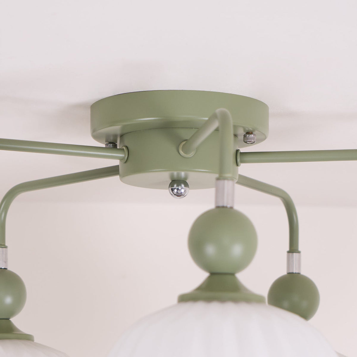 Sculptural Semi-Flush Ceiling Light with Rippled Glass Globes for Dining Room | Modern Multi-Arm Chandelier Fixture | Lonoma
