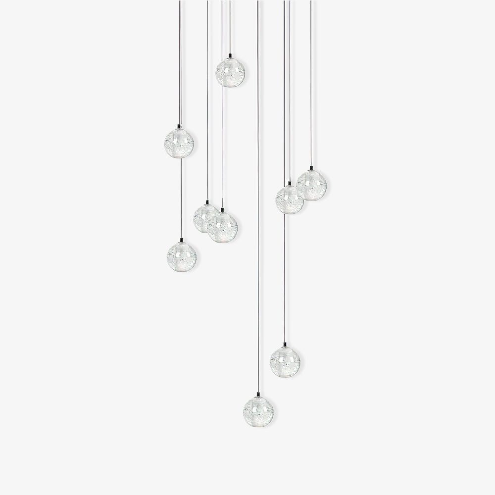 Sparkling Glass Globe Multi-Light Chandelier with Adjustable Hanging Drop & Chrome Frame for Dining Room, Entryway, Stairwell | Lonoma