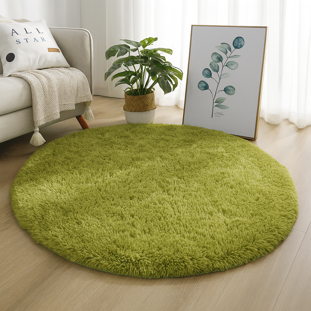 Circular Silk & Wool Area Rug Handwoven Neutral Tones for Living Room Bedroom Modern Home Decor Soft Luxe Floor Covering | Lonoma