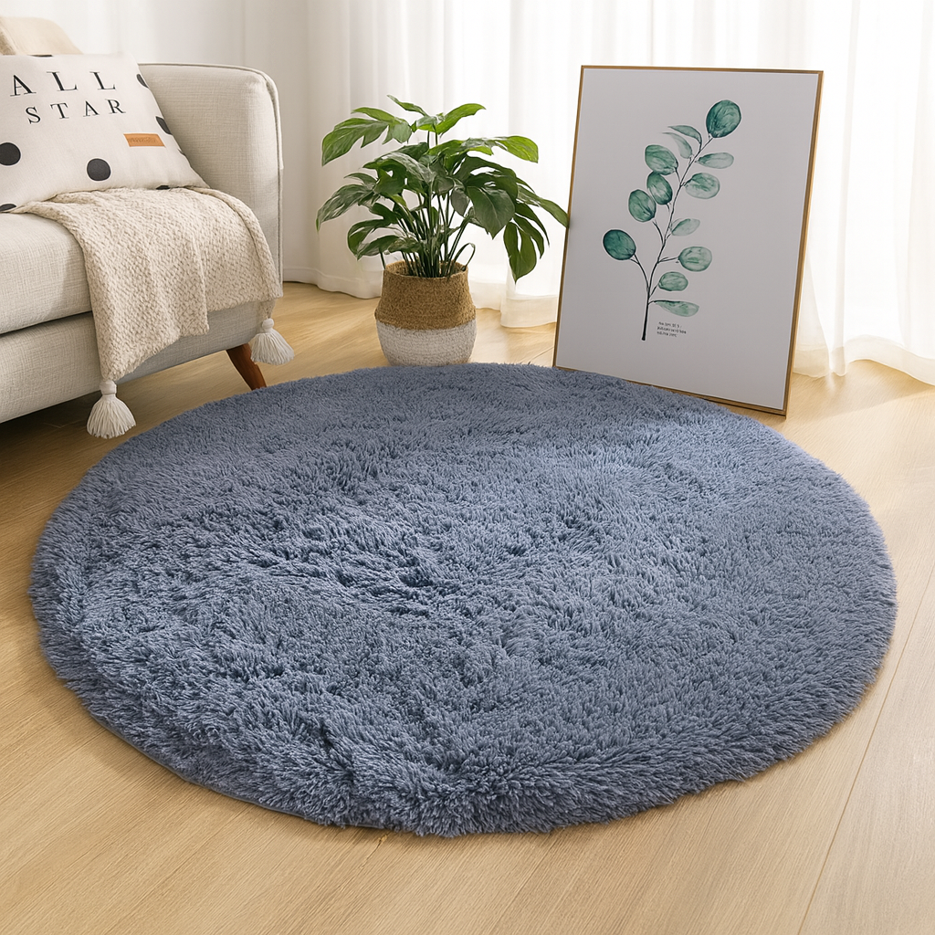 Circular Silk & Wool Area Rug Handwoven Neutral Tones for Living Room Bedroom Modern Home Decor Soft Luxe Floor Covering | Lonoma