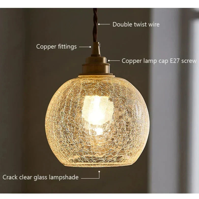 Suspension verre cristal transparent style scandinave rétro E27 15 cm salon salle à manger minimaliste | Koossa