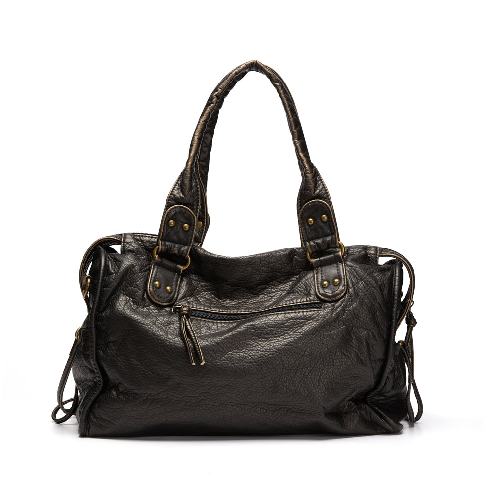 Women's Black Handbag — Spacious Vintage-Inspired Work Bag for Laptops & A4 Documents | Koossa