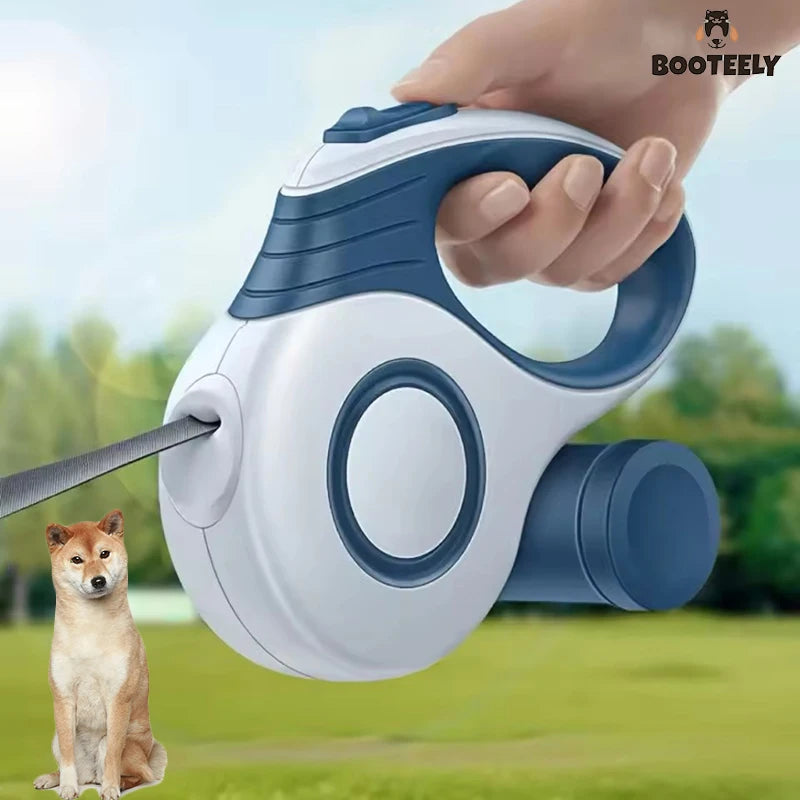 Dog Lead Retractable 3m 5m Automatic Extending Leash Small Medium Pet Walking One-Handed Lock Waste Bag Dispenser | Koossa