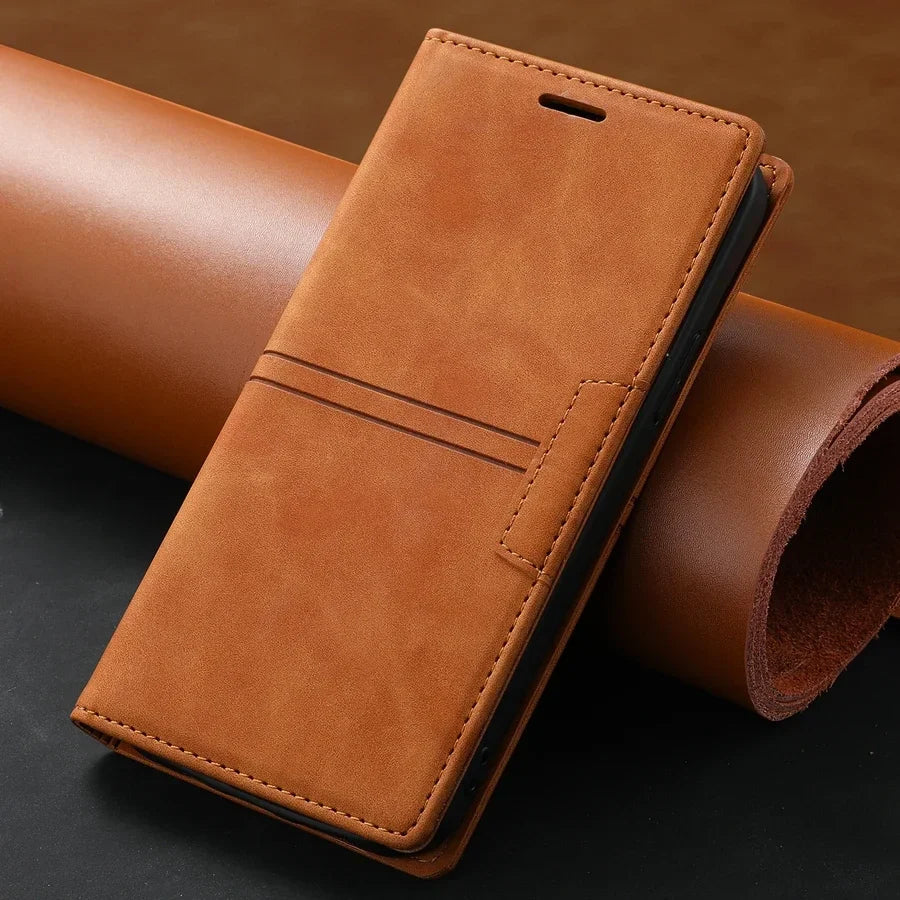 Google Pixel Leather Wallet Phone Case — Magnetic Flip Case with Card Holder & Stand Function | Koossa