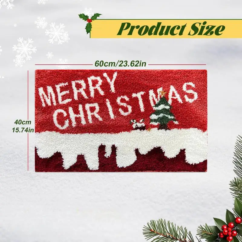 Holiday Welcome Mat Festive Santa Claus Door Mat Non-Slip Polyester Christmas Doormat for Entry Indoor Outdoor Home Decoration | Lonoma