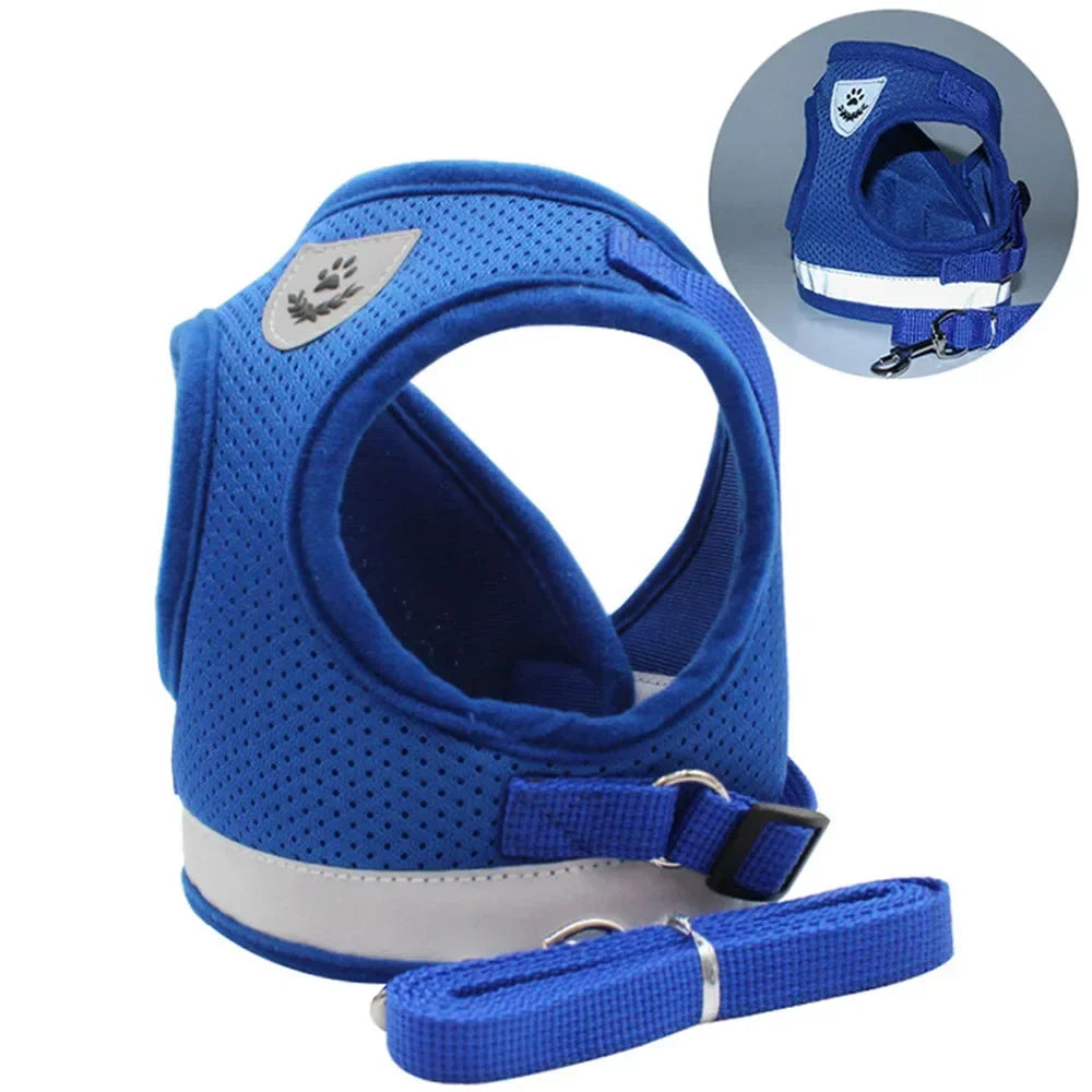 Cat Harness Reflective Mesh Adjustable Escape-Proof Vest Lead Set Small Pet Puppy Walking | Koossa