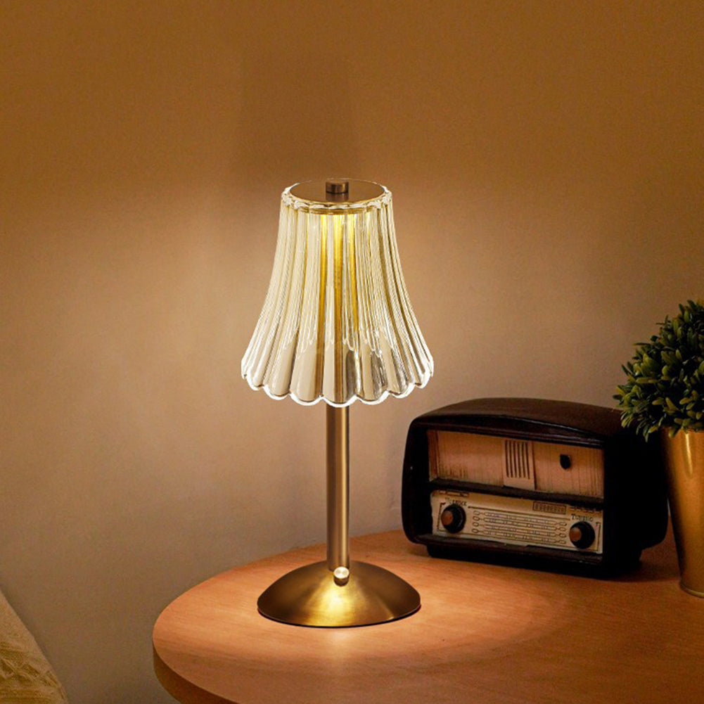 Lampe à poser tactile LED à variateur doré et cristal acrylique pour chambre et salon ambiance chaleureuse | Koossa