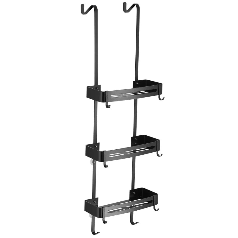 Over-the-Door Shower Caddy Aluminum 2 or 3 Tier Hanging Organizer for Glass Shower Doors No Drilling Shampoo Holder Rack | Lonoma