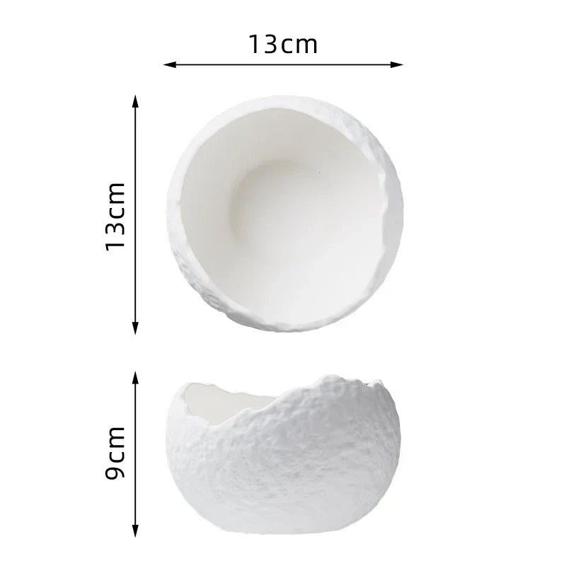 Sculpted Porcelain Dessert Bowl, Modern Minimalist Serving Dish for Appetizers, Snacks & Starters, White or Black Tableware | Lonoma