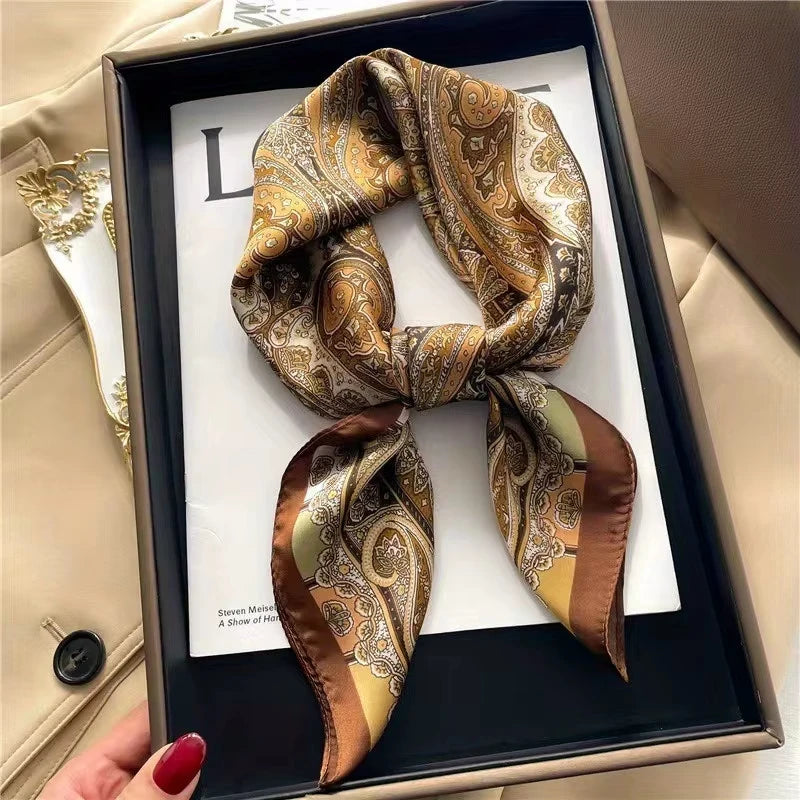 Printed Square Scarf 27.5 × 27.5 in Polyester Silk-Feel Headband Neck Wrap Hair Accessory for Women Spring Summer Fall Winter Versatile | Lonoma