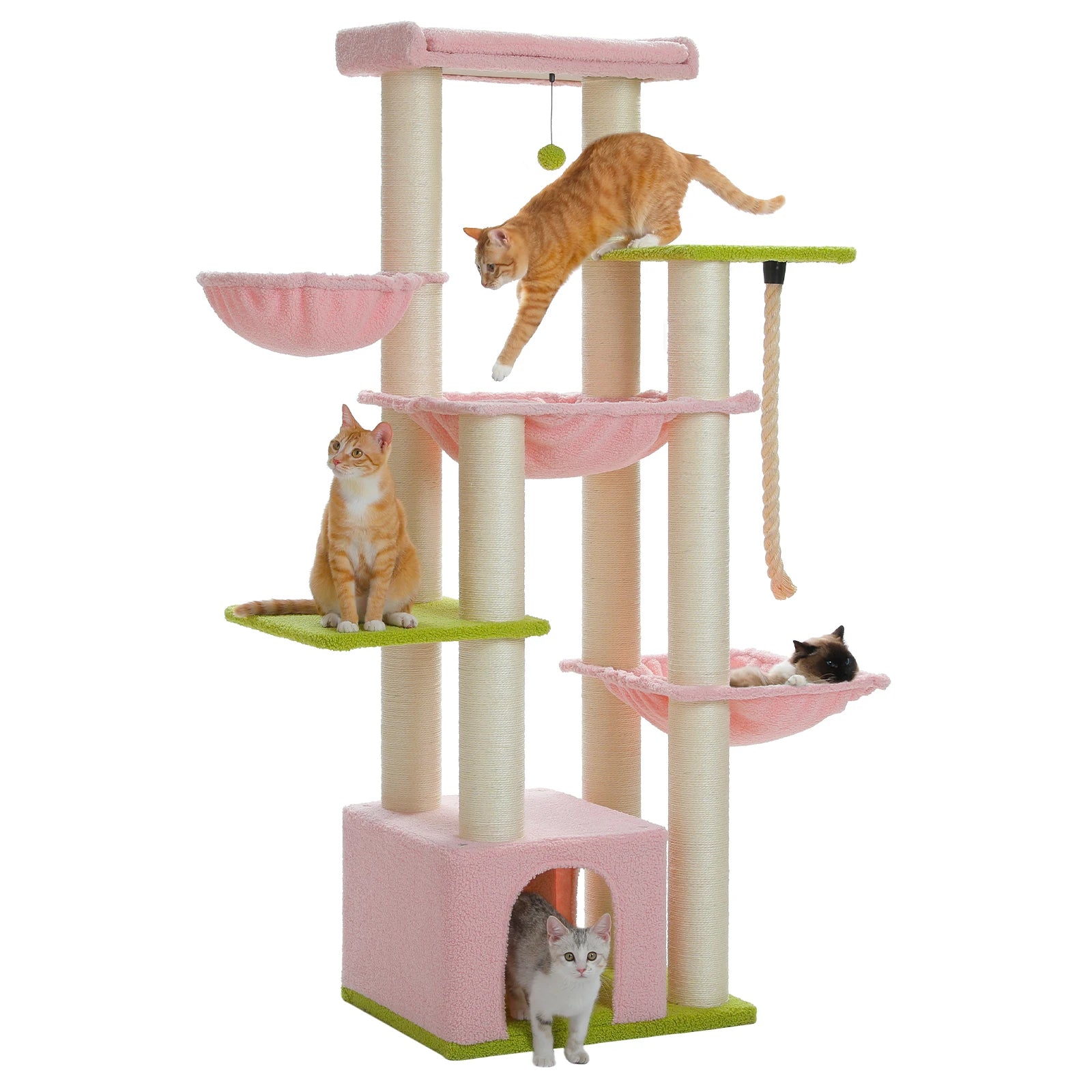 Cat Tree Large 170cm Tall Multi-Level Tower 11 Sisal Posts Steel Frame Hammocks Condo Perch Platform House 6-8 Cats Heavy Duty Climbing Scratching | Koossa