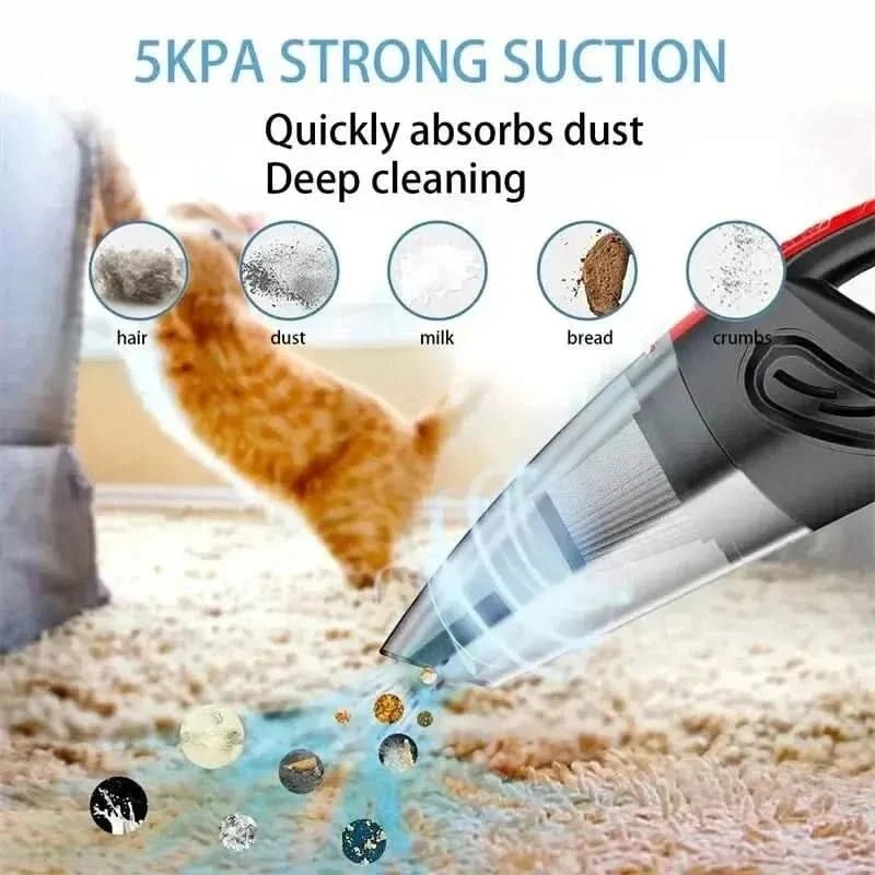 Aspirateur à Main Sans Fil 120 W Sec et Humide Rechargeable Compact pour Voiture Maison Cuisine Bureau | Koossa