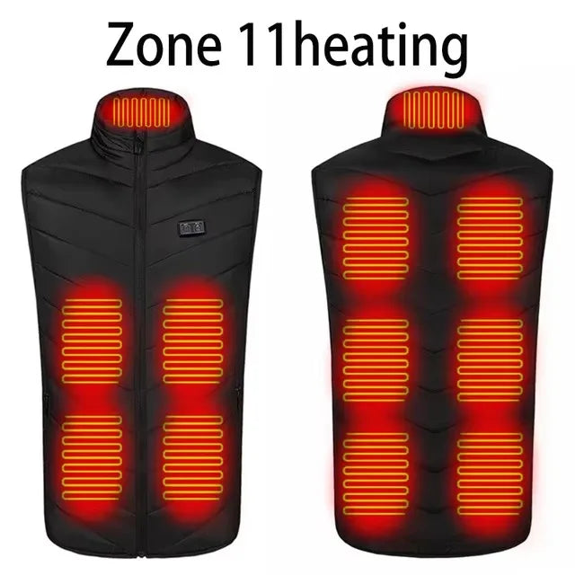 USB Powered Infrared Heated Vest for Men 17 Zone Electric Warming Waistcoat Winter Outdoor Hiking Sports Full Zip Insulated Body Warmer | Lonoma