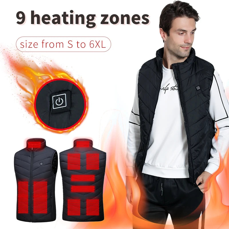 USB Heated Vest for Men with 9 Heating Zones - Insulated Winter Vest, Battery-Powered Warmth for Outdoor Activities | Lonoma