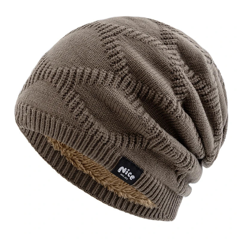 Fleece-Lined Knit Beanie Hat Unisex Winter Headwear Slouchy Warm Cap for Cold Weather Daily Wear | Lonoma