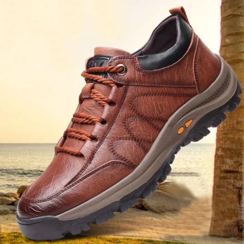 Men's Brown Lace-Up Walking Boots — Non-Slip Outdoor Hiking Shoes for All Terrain & City Wear | Koossa