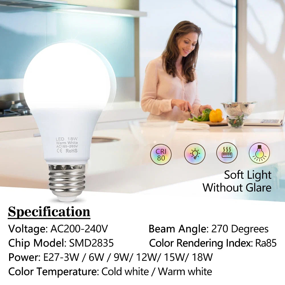 Ampoule LED culot standard E27 pour salon et chambre lumière chaleureuse blanc chaud économe longue durée intérieur | Koossa