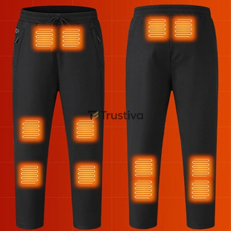 Elektrische warm - Unisex, extra dikke, verwarmde katoenen broek met één bediening, 12 verwarmingszones, USB-elektrische thermische broek, winterbroek die bescherming biedt tegen de kou, warme broek voor dames en heren.