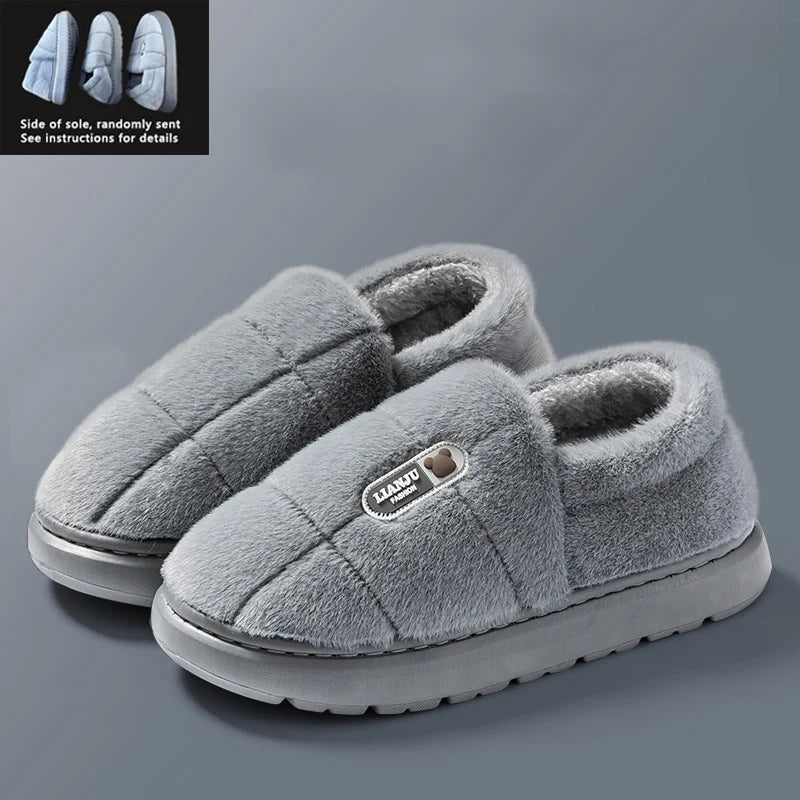Plush House Slippers for Men and Women Unisex Anti-Slip Indoor Cotton Slippers Warm Fleece Lined Winter Footwear | Lonoma