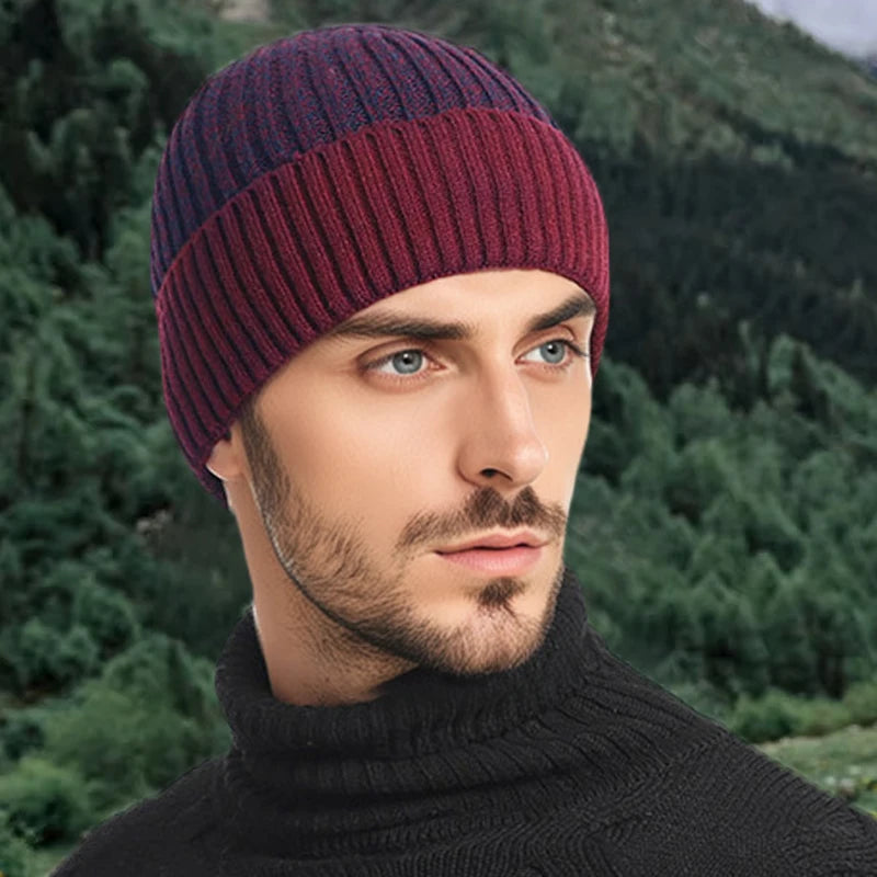 Men's Fleece-Lined Knit Beanie Winter Hat with Cuff Warm Thermal Skull Cap for Everyday Cold Weather | Lonoma