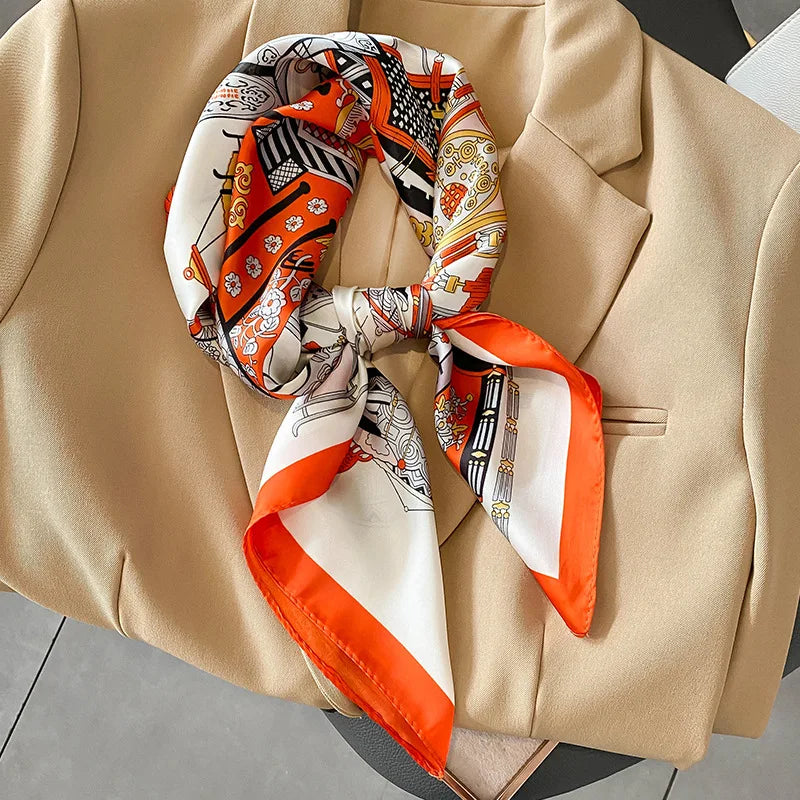 Square Satin Scarf 27.5 Inch Equestrian Print Headwrap Neck Tie Hairband for Women Four Season Versatile Accessory | Lonoma