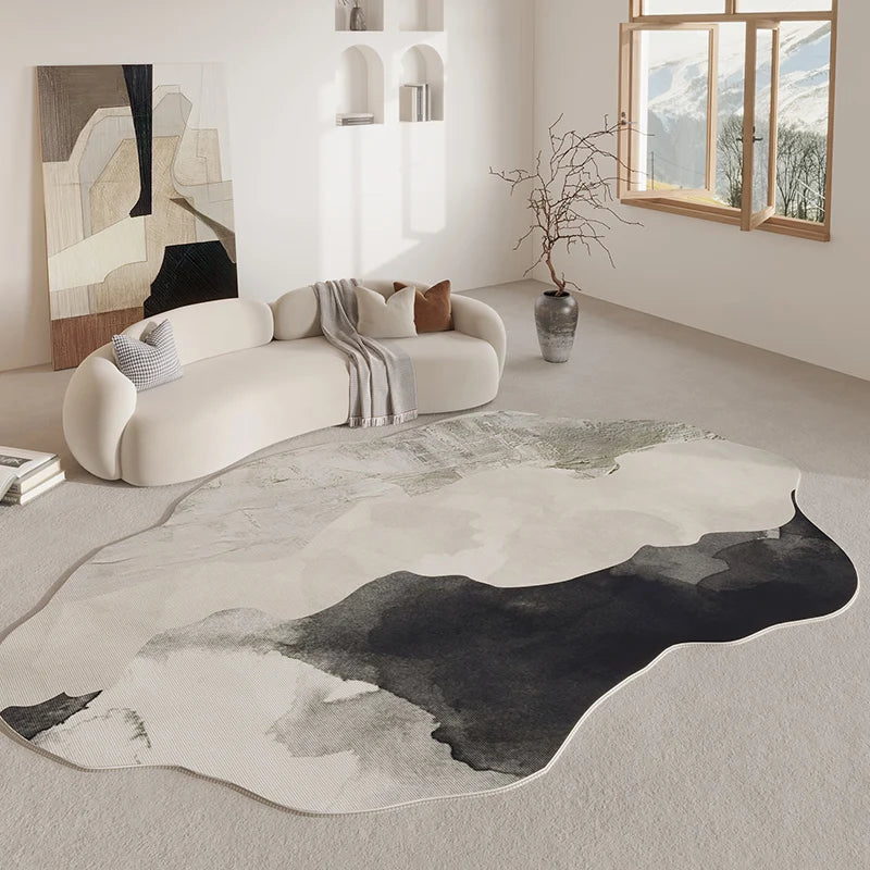 Plush Curved Area Rug Non-Slip Polyester Floor Mat Contemporary Abstract Geometric Shape for Bedrooms Hallways Entryways | Lonoma