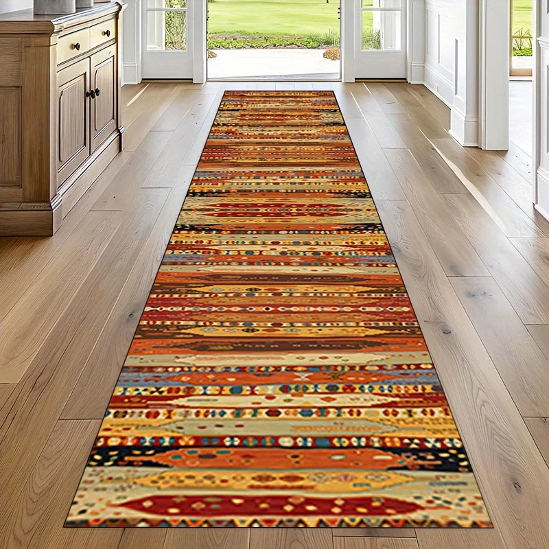 Bohemian Runner Rug for Hallway Kitchen Entry Bedroom – Waterproof Non-Slip Floor Mat – Polyester Woven Carpet for Home Entryway | Lonoma